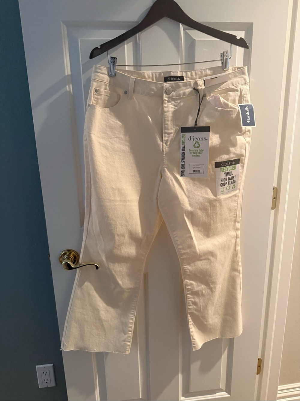d. jeans Cream High-Rise Crop Flare Jeans